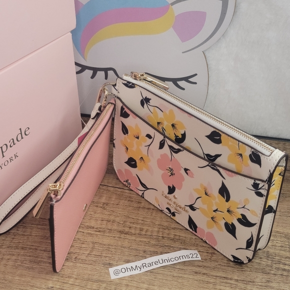 🌸LAST ONE🌸Kate Spade Lily Blooms 3pc Wristlet Set -NEW - Picture 3 of 16